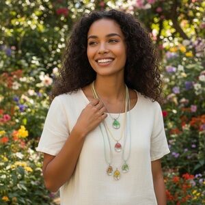 10 Colorful Floral Pendant Necklace Set. $15